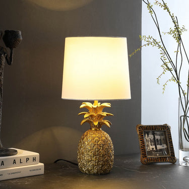Gold Pineapple Table Lamp With White Empire Shade